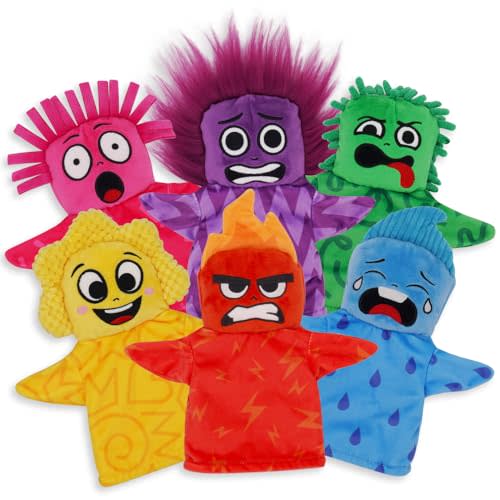 UrbanKiddy's My Emotion Friends | 6 Emotion Sensory Hand Puppets, Interactive Educational Toys for Emotional Growth, Social Skills, Mindfulness in Kids, For Home Classroom Therapy, With Activity Cards