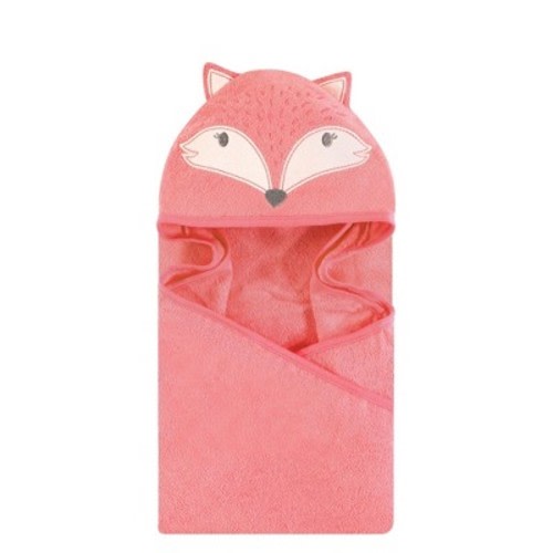 Hudson Baby Infant Girl Cotton Animal Face Hooded Towel, Miss Fox, One Size