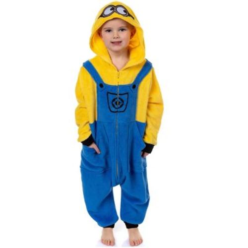 Intimo Minions Union Suit Toddler Boy's Fleece One Piece Hooded Pajamas (Bob, 3T) Multicolored
