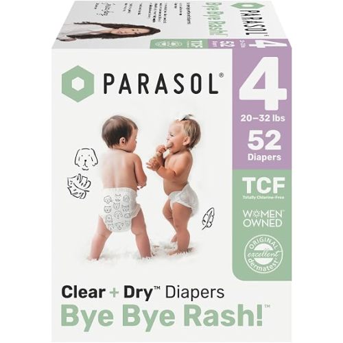 Parasol Clear+Dry Natural Disposable Diapers Size 4-52ct