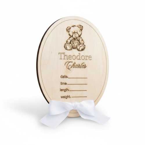 Personalized Baby Announcement Sign | Maple Plywood Birth Stats Plaque | Laser Engraved Nursery Keepsake | Newborn Gift