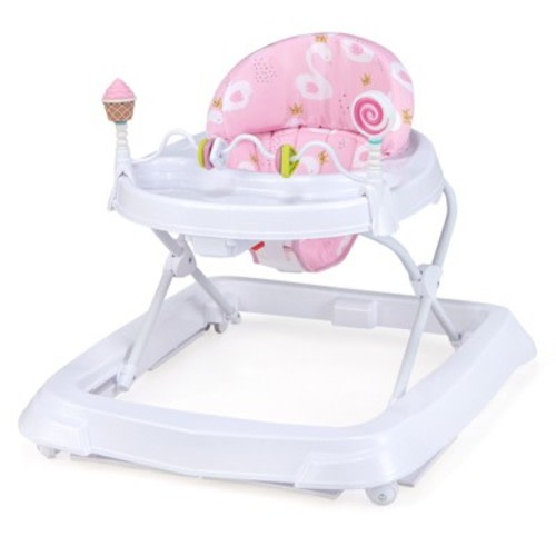 Foldable Baby Walker with 3 Height Settings Removable Toy Bar and Storage Tray