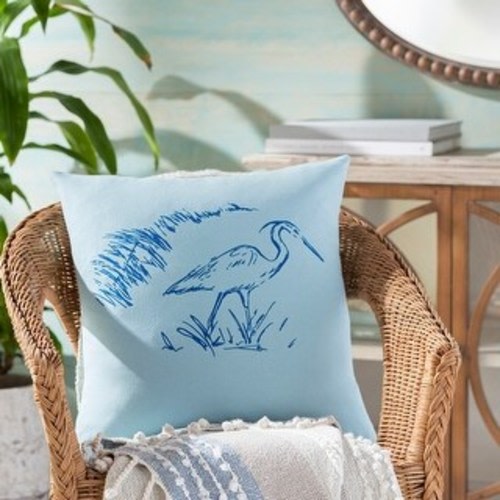Artistic Weavers Heron Ice Blue Nature Throw Pillow