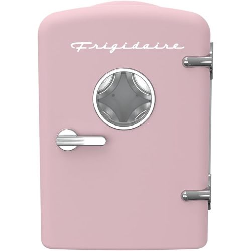 Frigidaire EFMIS171 Retro Mini Portable Personal Fridge - Ideal for Home, Office or Dorm - Includes Carrying Handle, AC/DC Wall/Car Charger (Pink)