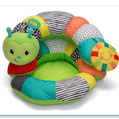 Infantino Prop-A-Pillar Tummy Time & Seated Support, Baby Floor Seat for Tummy Time & Early Sitting, Soft, Supportive, Engaging Toys, Caterpillar