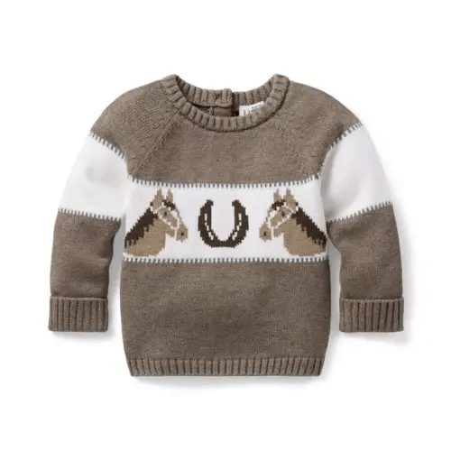 Baby Rodeo Brown Baby Horse Sweater by Janie and Jack