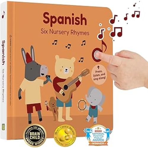 Cali's Books Spanish Nursery Rhymes. Spanish Baby Books with 6 Songs - Libros en español para Niños y Bebes. Books for 1 Year Old - Learn Spanish for Kids - Musical Books for Toddlers 1-3