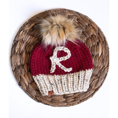 Hand Embroidered Initial Santa Hat Custom Baby Santa Winter Hat Personalized Santa Knit Hat for Baby and Toddler Embroidered Initial Beanie