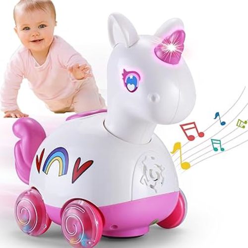 Yerloa Unicorn Baby Girl Toys 6-12 Months, Musical Light Up Crawling Tummy Time Infant Toys 3 4 5 6 7 8 9 10 11 12 18 Months Newborn Easter 1st Birthday Girl Gift Toddler Learning Activity