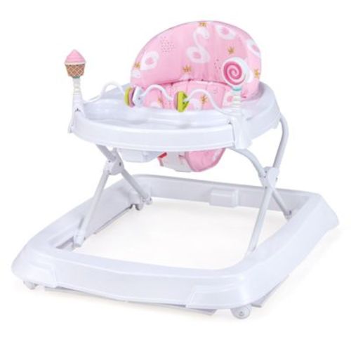 Foldable Baby Walker with 3 Height Settings Removable Toy Bar and Storage Tray