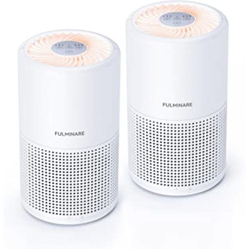FULMINARE Air Purifiers for Bedroom H13 True HEPA Air Filter Quiet Air Cleaner With Night Light Portable Small Air Purifier for Home, Office, Living Room (White 2 Pack)