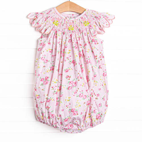 Tossing Tulips Smocked Bubble, Pink – Stitchy Fish