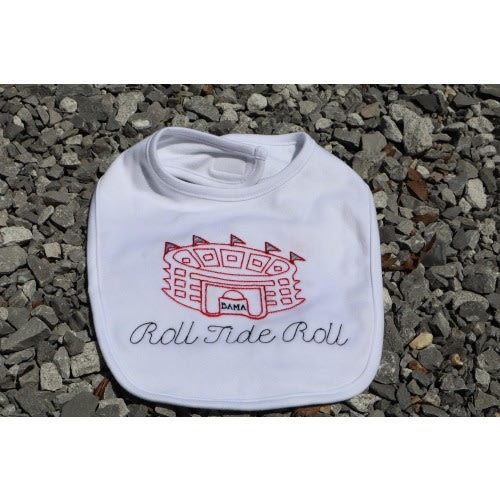 Alabama Baby Bib: Embroidered Stadium, Roll Tide - Game Day Gift
