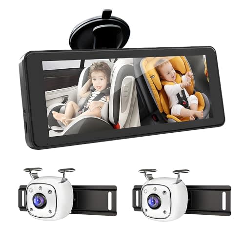 2 Way Baby CarCamera, HD 1080PBaby Car Monitor 6.86 inch Display, 150° Wide Angle Lens, HD Night Vision Auto Switching, 12V Baby Car Seat Monitor, Compatible with All Vehicles