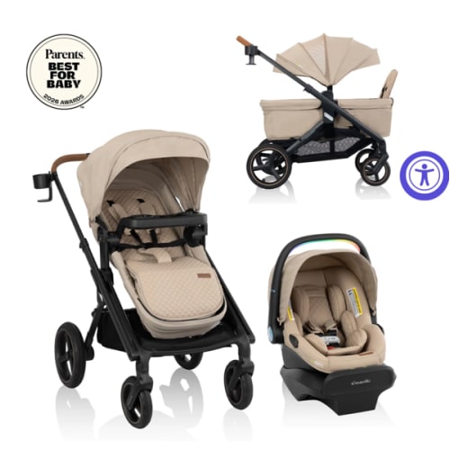 Transformer Stroller to Wagon Travel System Featuring LiteMax NXT Infant Car Seat with SensorySoothe
