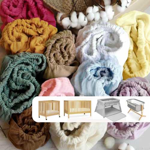 Muslin Sheets for Newton Cribs - Organic Cotton Fitted for Bedside Sleeper, Mini, Travel, Deluxe