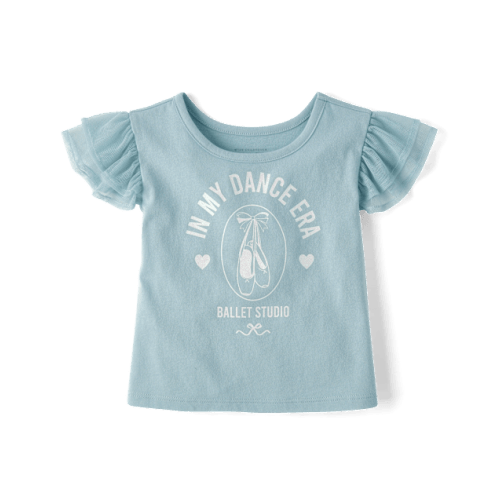 Baby And Toddler Girls Short Sleeve Graphic Flutter Top - BLUE | The Children's Place