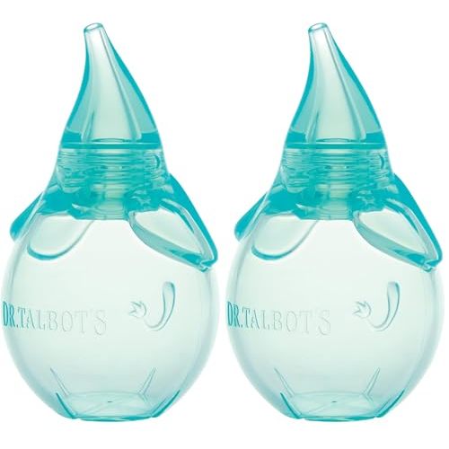 Dr. Talbot's Nasal Aspirator for Babies - Silicone - with Storage Case - Blue Elephant,(Pack of 2)