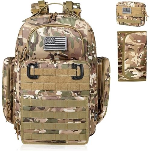 Diaper Bag Backpack for Dad, DBTAC Large Baby Nappy Bag for Men w/Changing Mat, Insulated+Wipe Pockets, Stroller Straps, CP Camo