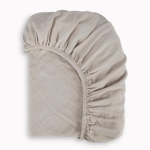 Bioweaves Organic Cotton Muslin Bassinet Sheet, GOTS Certified Extra Soft Fitted Sheet, Universal Fit for Oval Baby Bassinet Mattresses, 33" x 17", 4 Inch Pocket, Wind Chime