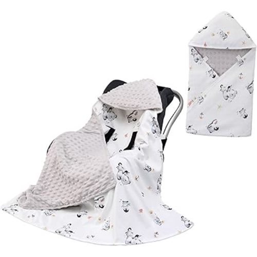 Baby Car Seat Blanket-Universal Car Seat Covers,Warm Swaddle Blankets for Infants Newborn,Boys and Girls Baby Bunting for Stroller,35"x35"(Gray Penguin)