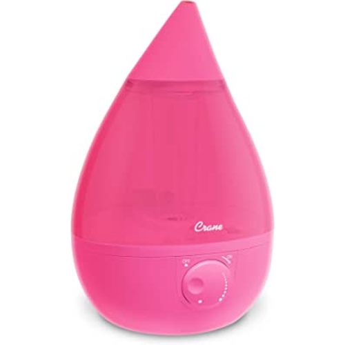 Crane Ultrasonic Humidifiers for Bedroom and Office, 1 Gallon Cool Mist Air Humidifier for Large Room and Home, Humidifier Filters Optional, Pink