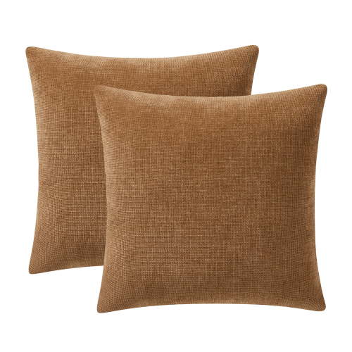 Mainstays Solid Chenille Decorative Pillow Set, Brown, 18" x 18", 2 Pieces