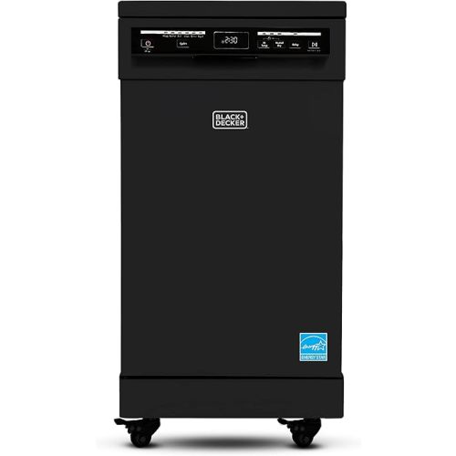 BLACK+DECKER 18-Inch Portable Dishwasher, Energy Star, BPD8B, Black