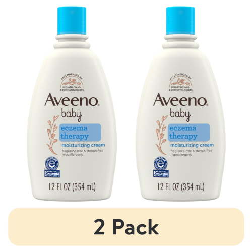 (2 pack) Aveeno Baby Eczema Therapy Moisturizing Body Lotion Cream with Oatmeal, 12 fl oz