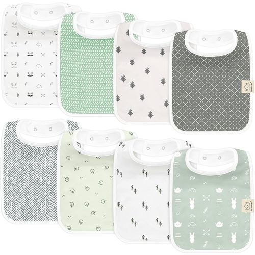 KeaBabies 8-Pack Organic Baby Bibs for Boys, Girls - Super Absorbent Cotton Drool Bibs for Baby Girl & Boy, Teething Toddler, Drooling Newborn, Ultra Soft & Machine Washable (Nordic)