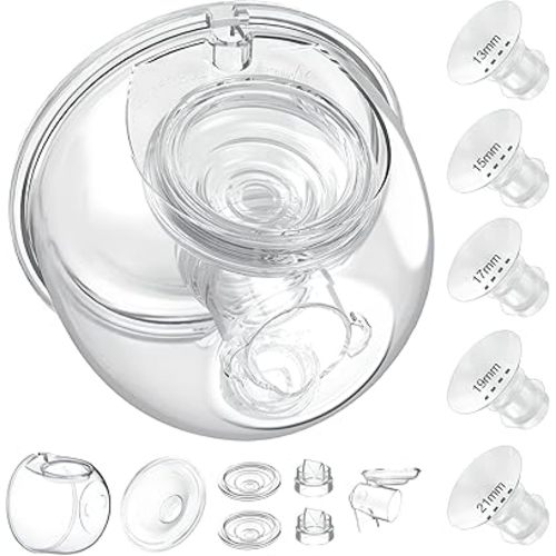 Wearable Breast Pump Milk Collector Cup Accessories,Compatible with 24mm TSRETE/kmaier/eulumap/Momcozy S9/S12 Wearable Breast Pump,Upgrade Duckbill Valve with Free Rotation,Extra 5pcs Flange Inserts