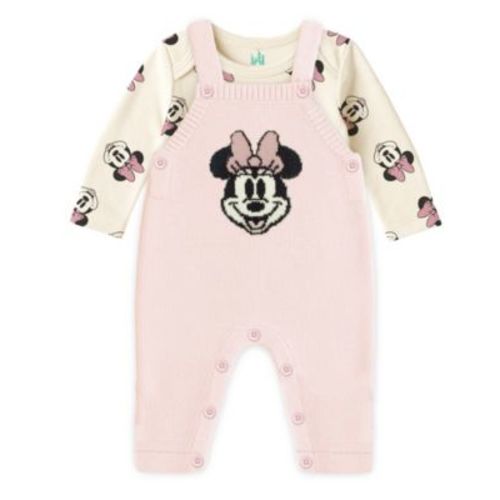 Baby Girls 2-Piece Minnie Mouse Long Sleeve Bodysuit and Overall Set