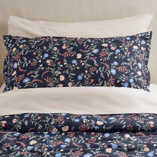 BRUDKRUSBÄR Comforter set - black/floral pattern Full/Queen