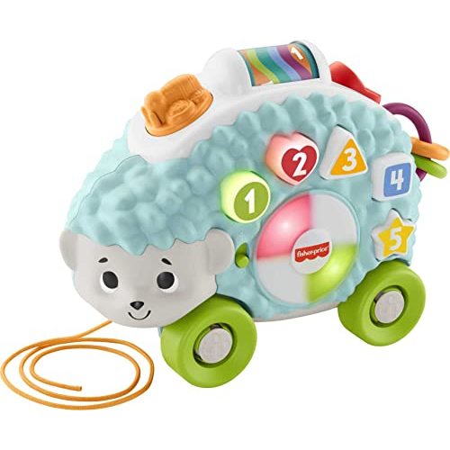 Fisher-Price Linkimals Learning Toy Happy Shapes Hedgehog Pull Along With Interactive Music And Lights For Baby And Toddler