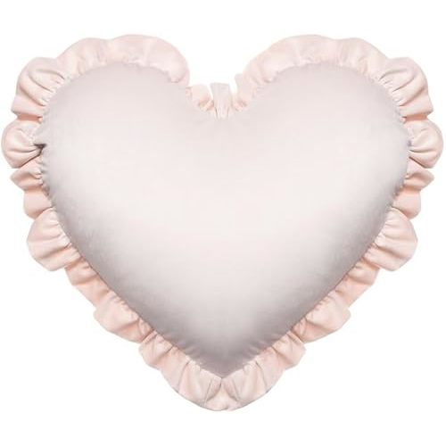 Heart-Shaped Throw Pillow 20×16 Inch Velvet Ruffed Heart Pillow Home Decoration Pillows Cushion for Sofa Bed Chair Living Room Light Pink