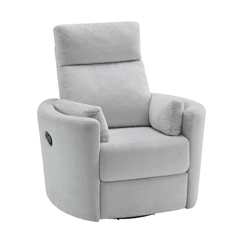 Soho Baby Nottingham Upholstered Glider Recliner Rocking Chair 360° Swivel for Nursery and Living Roomr, Plush Gray