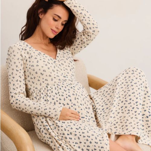 The Printed Waffle Nursing Dress