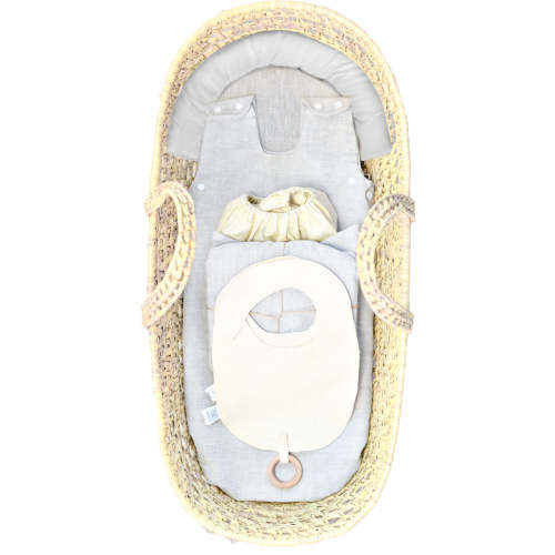 Organic Flax Baby Bassinet Mattress & Linen Bedding Newborn Essentials - PREMIUM Set | Wholesome Linen