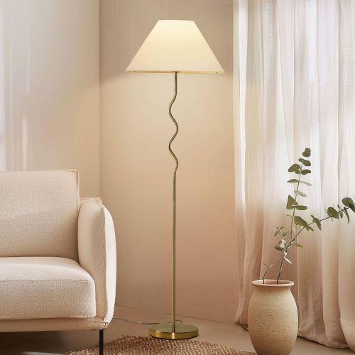 Brightech Squiggle Dimmable (Includes LED Light Bulb) Floor Lamp Antiqued Brass: 9W, 800 Lumens, 3000K, Empire Shade, UL Listed, 3-Year Warranty