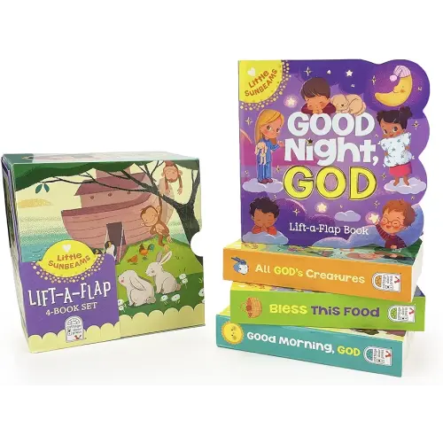 Little Sunbeams Religious Lift-A-Flap 4-Book Set for Babies and Toddlers, Ages 1-5