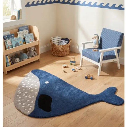 Navy Blue and Gray 4' 1 x 6' 1 Playtime Kids Wool Freeform Rug | Rugs.com