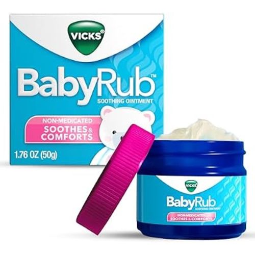Vicks BabyRub Chest Rub Ointment with Soothing Aloe, Eucalyptus, Lavender, and Rosemary, from the makers of VapoRub, 1.76 oz
