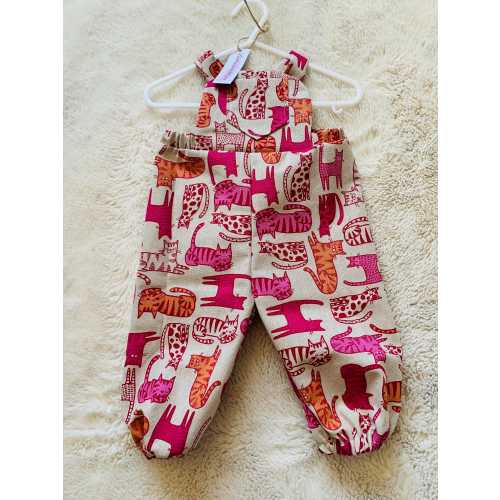 baby linen dungarees, baby cat dungarees, baby cat overalls, baby summer outfit, newborn gift, baby girl gift