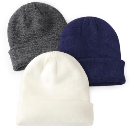 DRESHOW BQUBO 3 Pack Baby Beanies Toddler Kids Winter Hats Soft Knit Hat for Baby Boys Girls Warm Cap Beanies