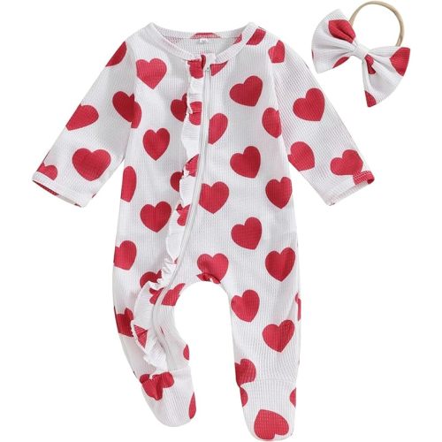 YINGISFITM Baby 3 6 Months Girl Clothes Newborn Onesie Ruffle Long Sleeve Ribbed Romper Jumpsuit One Piece Hospital Outfit