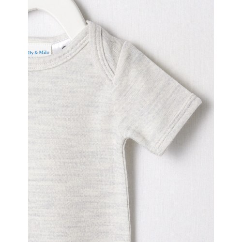 Milly & Milo Merino Blend Short Sleeve Bodysuit, Grey Marle