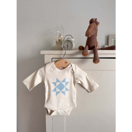 Sawtooth Star Quilt Onesie | Powder Blue