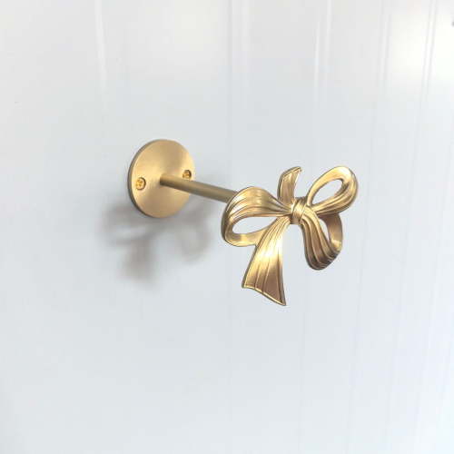 Metal Bow Curtain Holdbacks - Gold Wall Mounted Bow Curtain Hold Backs - Retro Wall Hook Hangers for Living Room Bedroom Office
