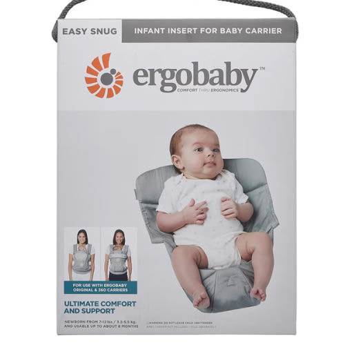 Ergobaby Easy Snug Infant Insert, Grey, Premium Cotton