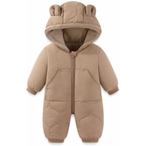 JiAmy Baby Snowsuit Winter Romper Hooded Boys Girls Jumpsuit Bear Thick Windproof Cap Infant Winter Clothes